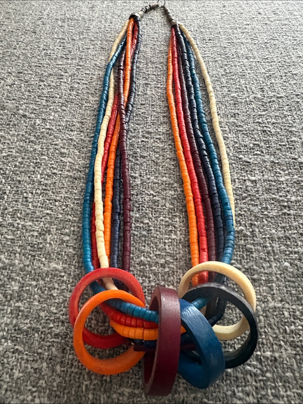 Multicolor Wooden Ring Beaded Necklace